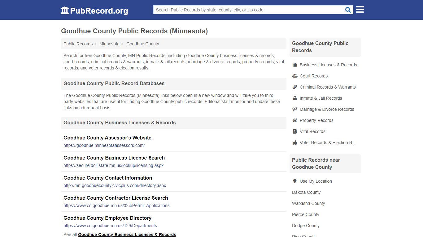 Goodhue County Public Records (Minnesota) - PubRecord.org